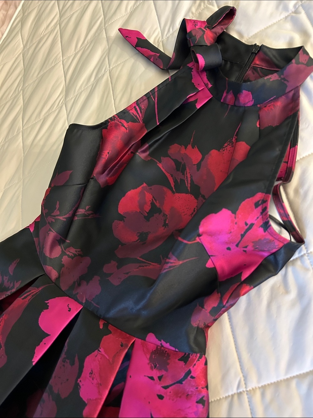 Maison Tara Black Dress with Pink and Magenta Floral Accents - Picture 4 of 5